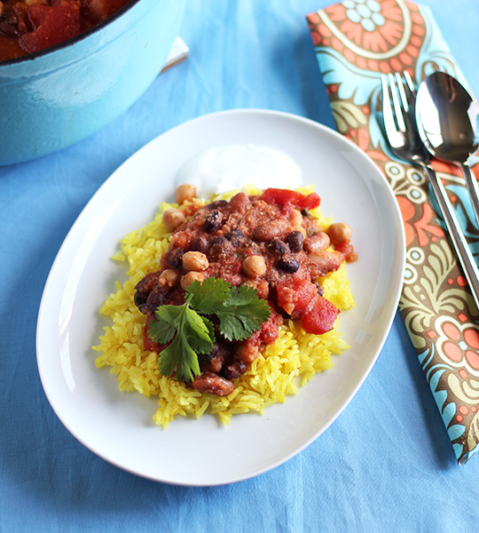 Mixed Bean Masala with Fragrant Yellow Rice