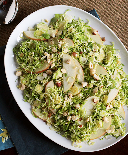 Shaved Brussels Sprouts with Apples, Hazelnuts & Brown Butter Dressing