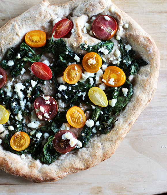 Spinach, Feta & Tomato Whole Wheat Pizza at Eat Your Greens