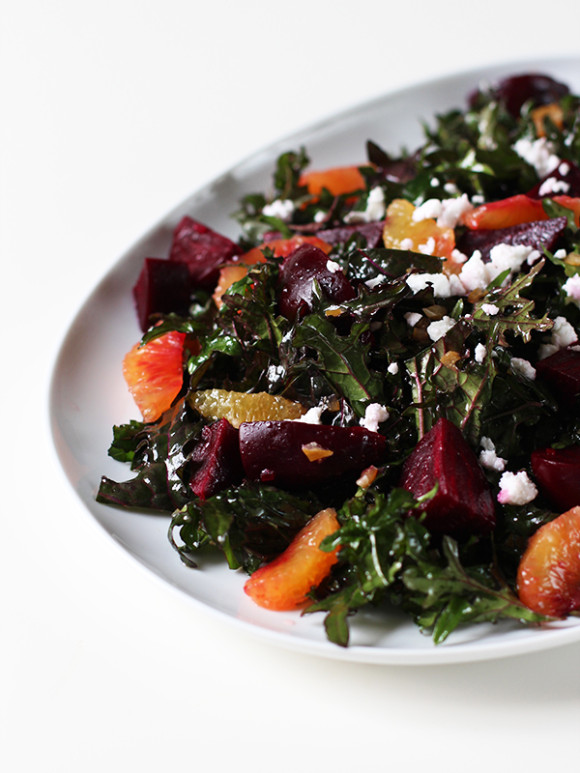 Extra Nutritious Red Kale Salad with Beets, Blood Oranges & Preserved Lemon Dressing from Eat Your Greens